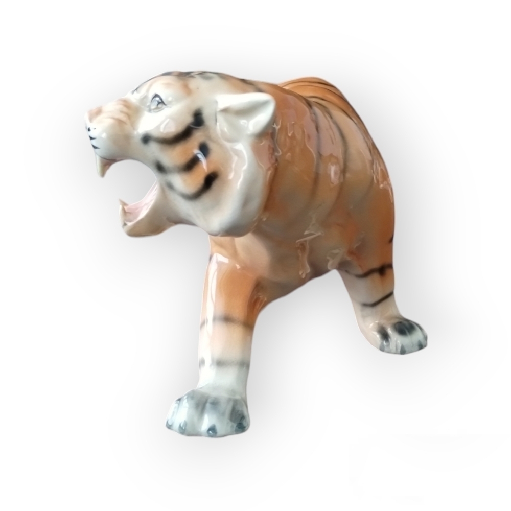 Large 17" Melba Ware England Ceramic Tiger Figurine MCM Staffordshire - Picture 3 of 9